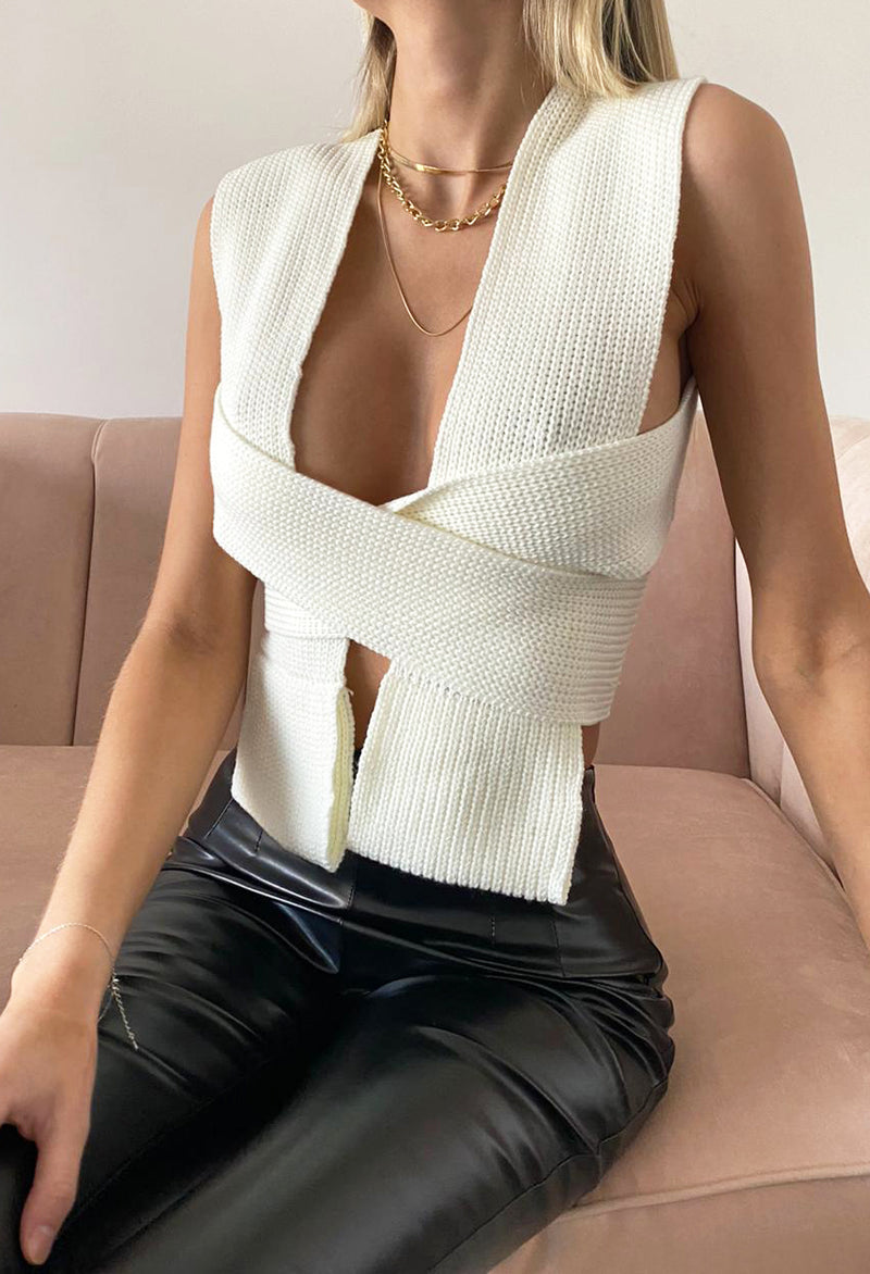 Knitted Multi-Style Top in Cream - Sinclair Studio